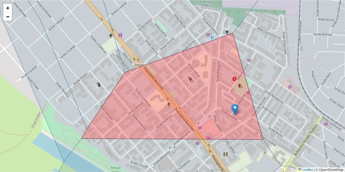 Hartă a codului poștal  și a codurilor poștale învecinate