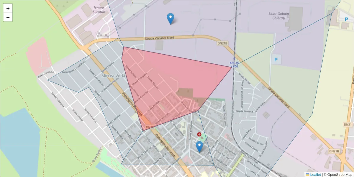 Hartă a codului poștal  și a codurilor poștale învecinate