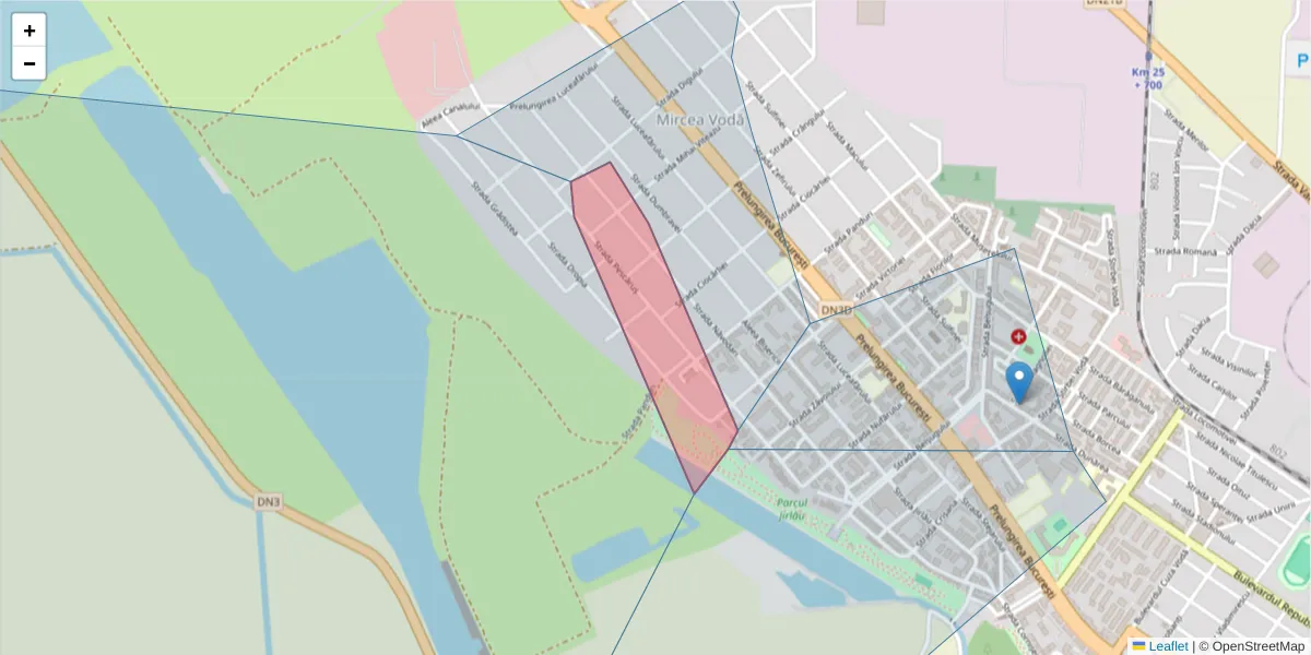 Hartă a codului poștal  și a codurilor poștale învecinate