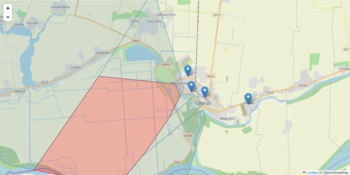 Hartă a codului poștal  și a codurilor poștale învecinate
