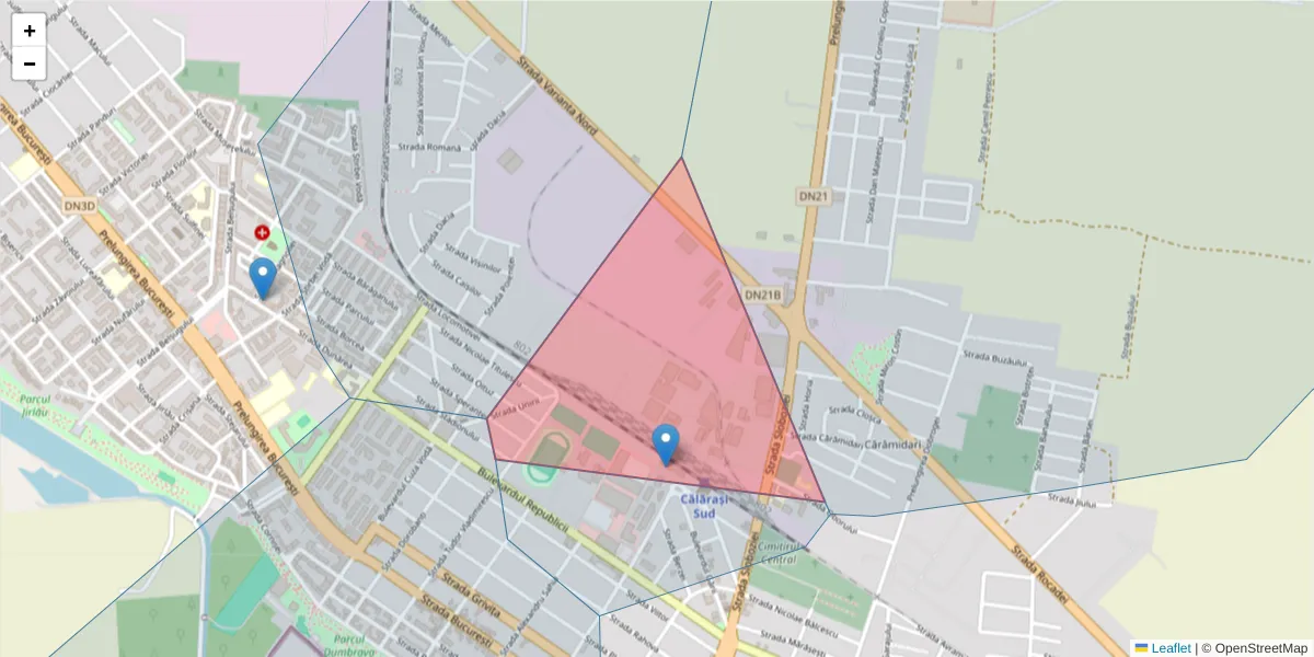 Hartă a codului poștal  și a codurilor poștale învecinate