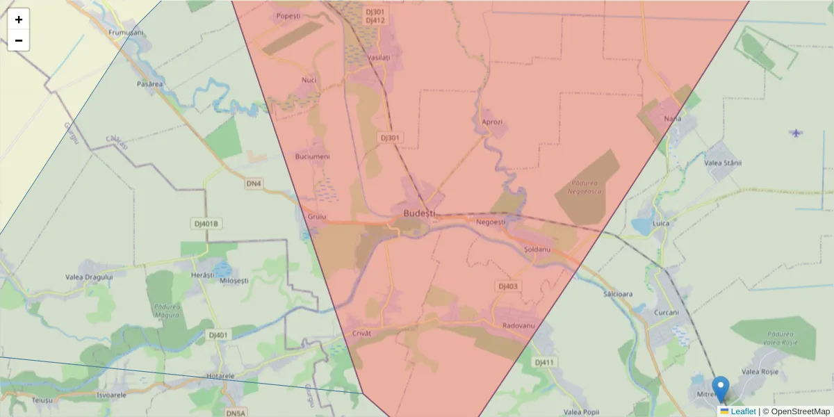 Hartă a codului poștal  și a codurilor poștale învecinate