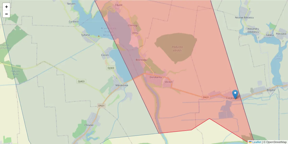 Hartă a codului poștal  și a codurilor poștale învecinate