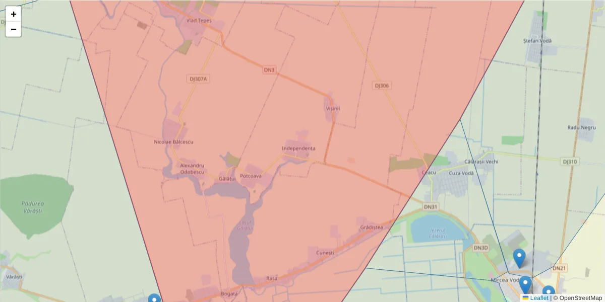 Hartă a codului poștal  și a codurilor poștale învecinate