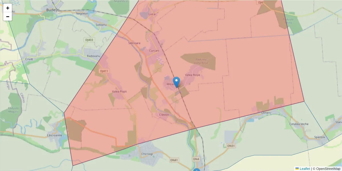 Hartă a codului poștal  și a codurilor poștale învecinate