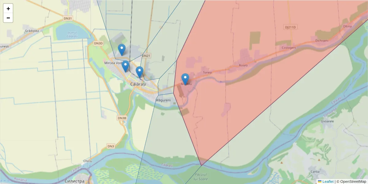 Hartă a codului poștal  și a codurilor poștale învecinate