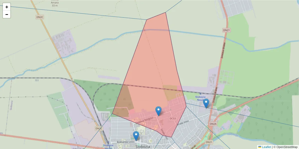 Hartă a codului poștal  și a codurilor poștale învecinate