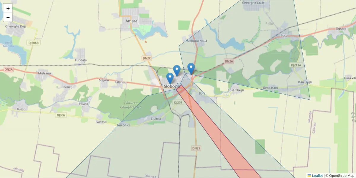 Hartă a codului poștal  și a codurilor poștale învecinate