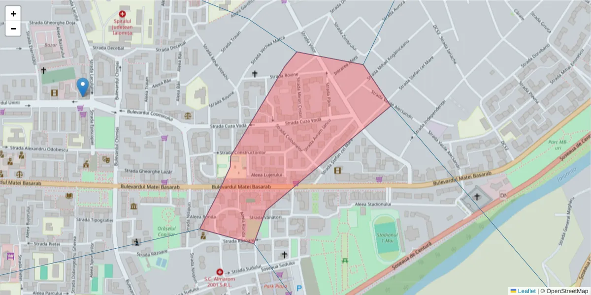 Hartă a codului poștal  și a codurilor poștale învecinate