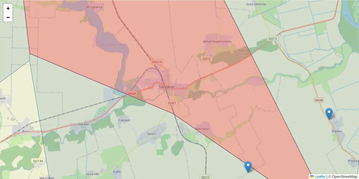 Hartă a codului poștal  și a codurilor poștale învecinate