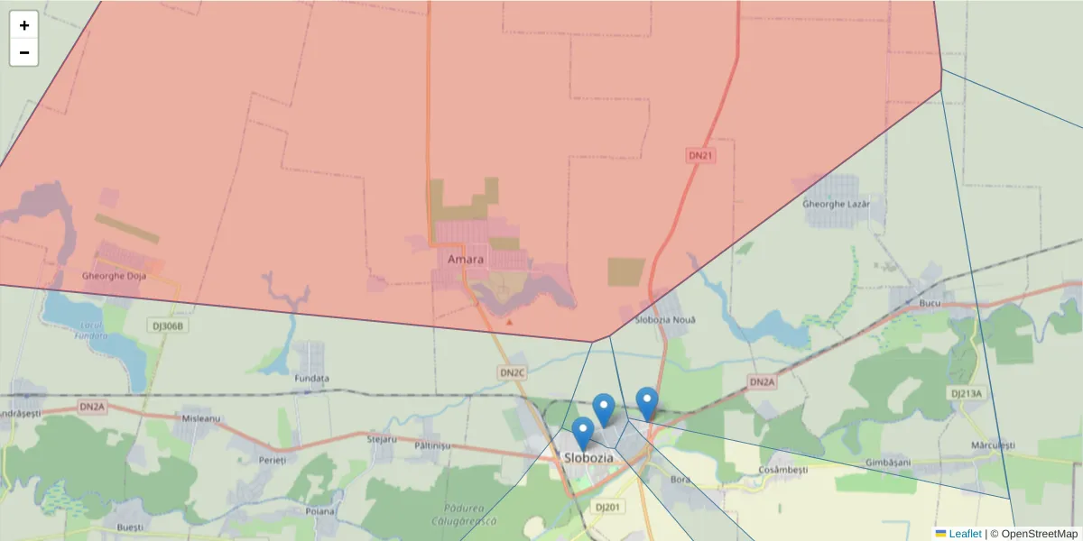 Hartă a codului poștal  și a codurilor poștale învecinate