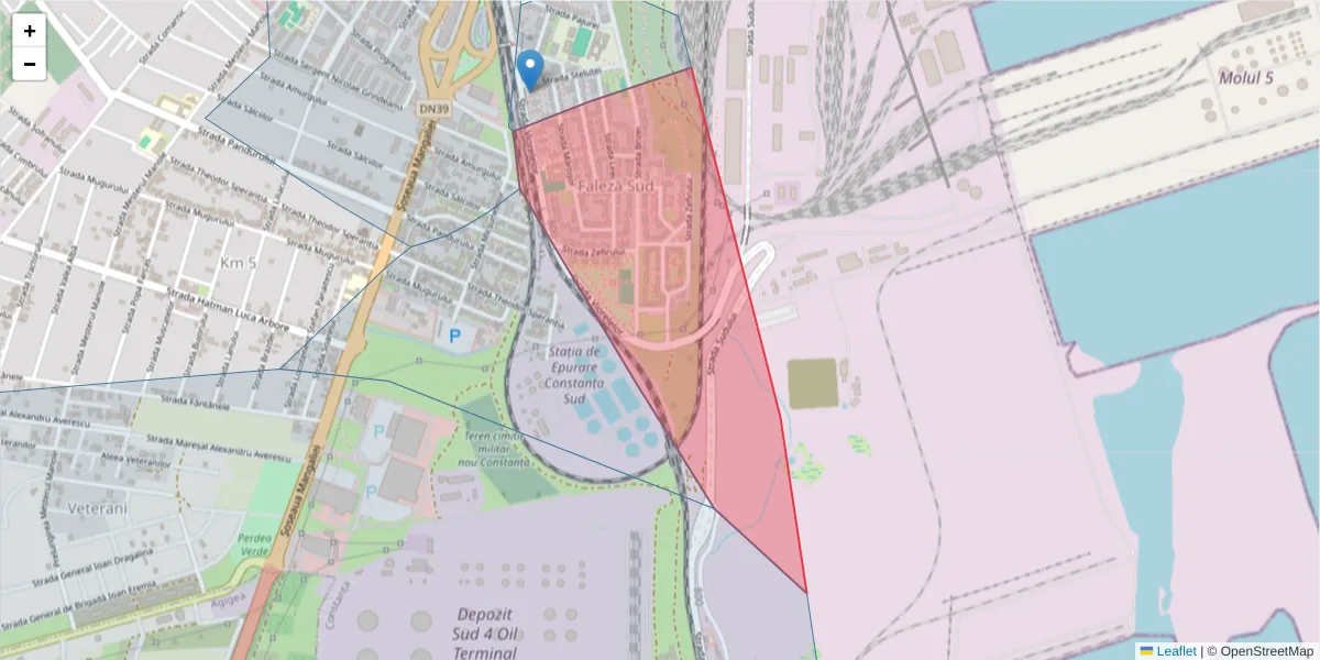 Hartă a codului poștal  și a codurilor poștale învecinate