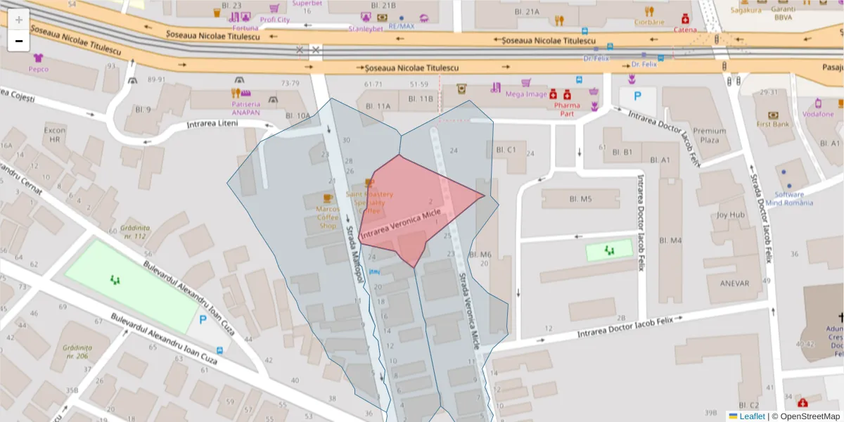 Hartă a codului poștal  și a codurilor poștale învecinate