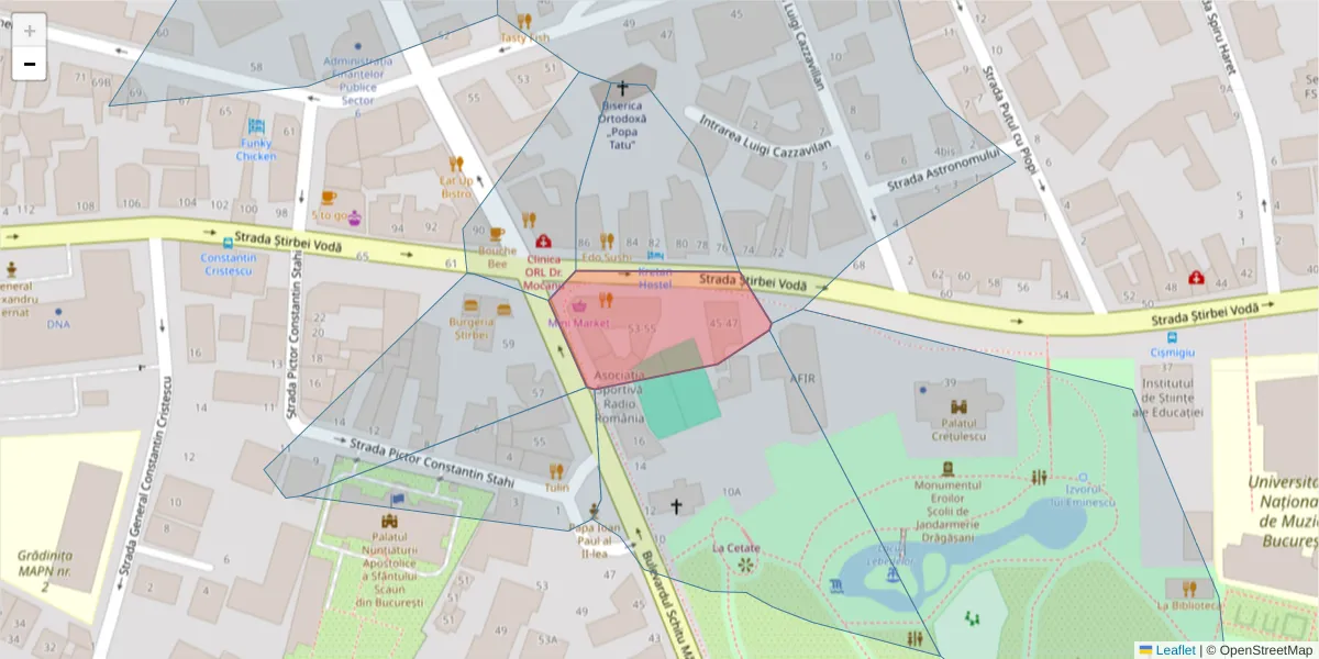 Hartă a codului poștal  și a codurilor poștale învecinate