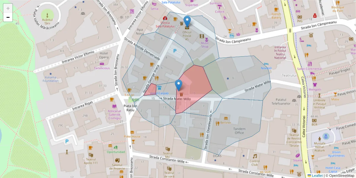 Hartă a codului poștal  și a codurilor poștale învecinate