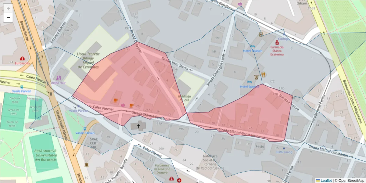 Hartă a codului poștal  și a codurilor poștale învecinate