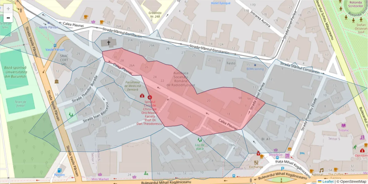 Hartă a codului poștal  și a codurilor poștale învecinate