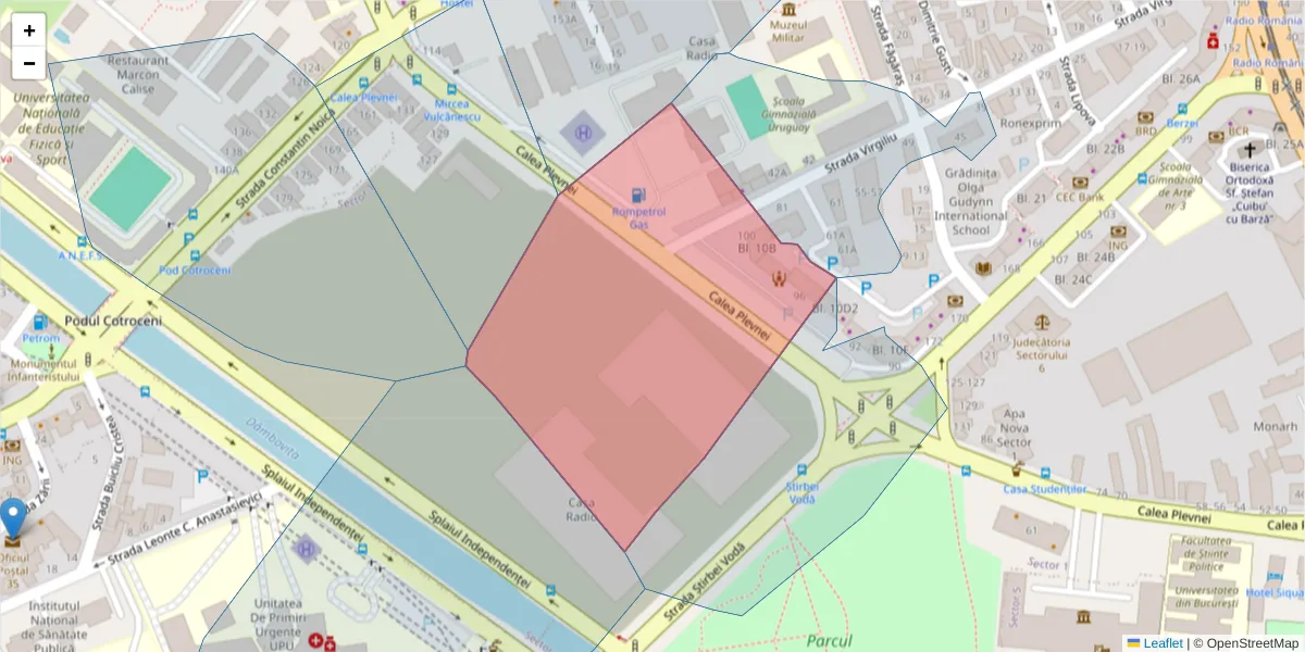 Hartă a codului poștal  și a codurilor poștale învecinate