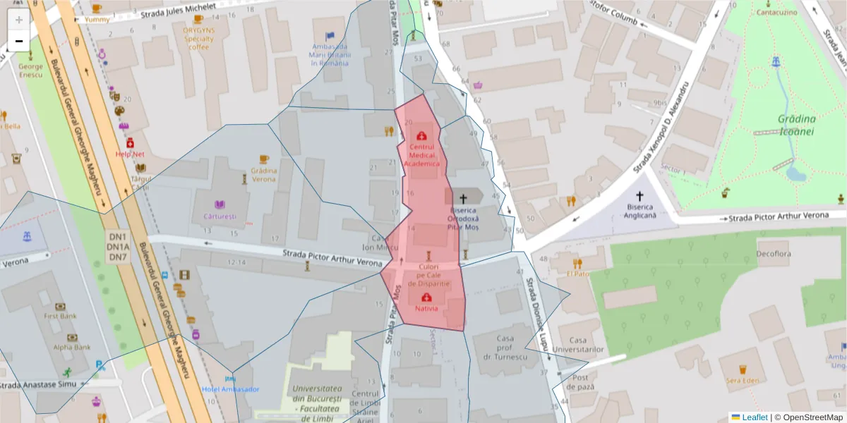 Hartă a codului poștal  și a codurilor poștale învecinate