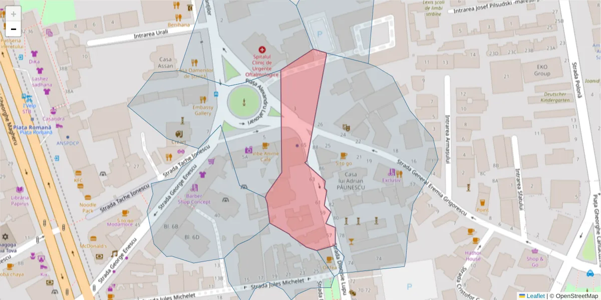 Hartă a codului poștal  și a codurilor poștale învecinate