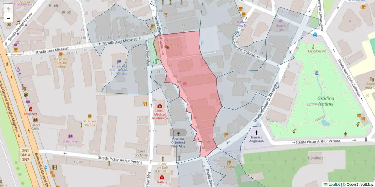 Hartă a codului poștal  și a codurilor poștale învecinate