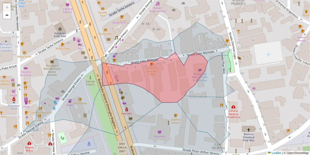 Hartă a codului poștal  și a codurilor poștale învecinate