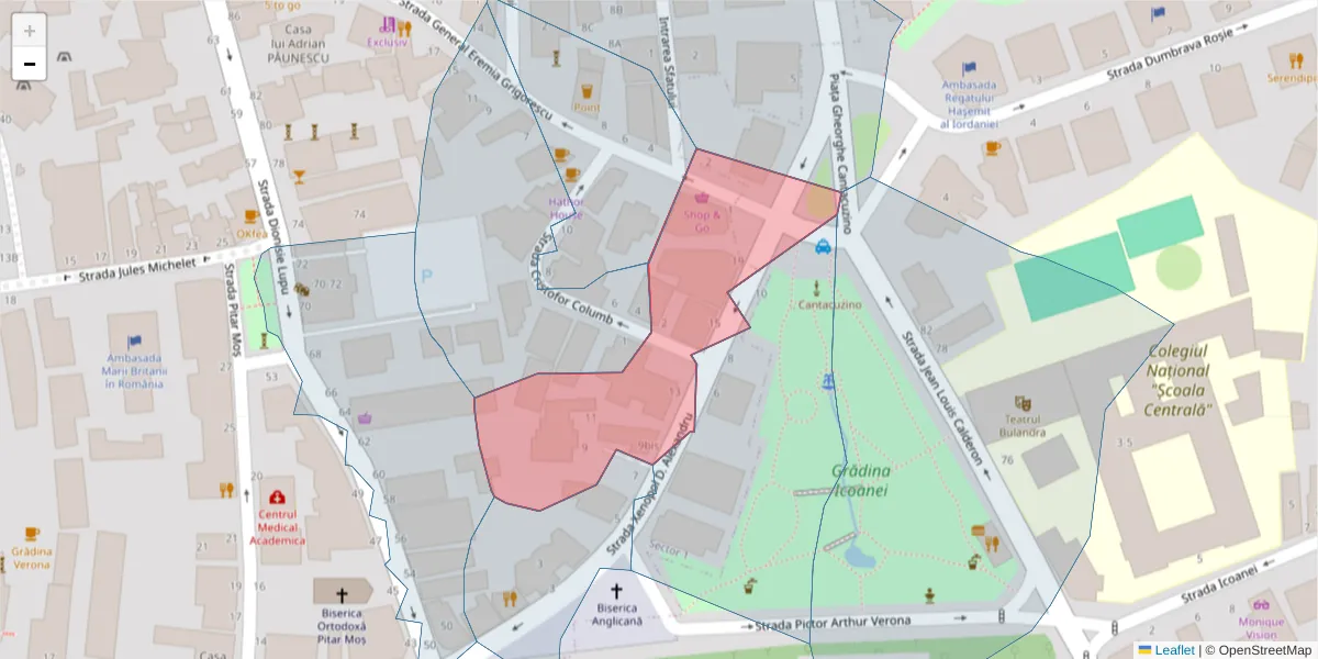 Hartă a codului poștal  și a codurilor poștale învecinate