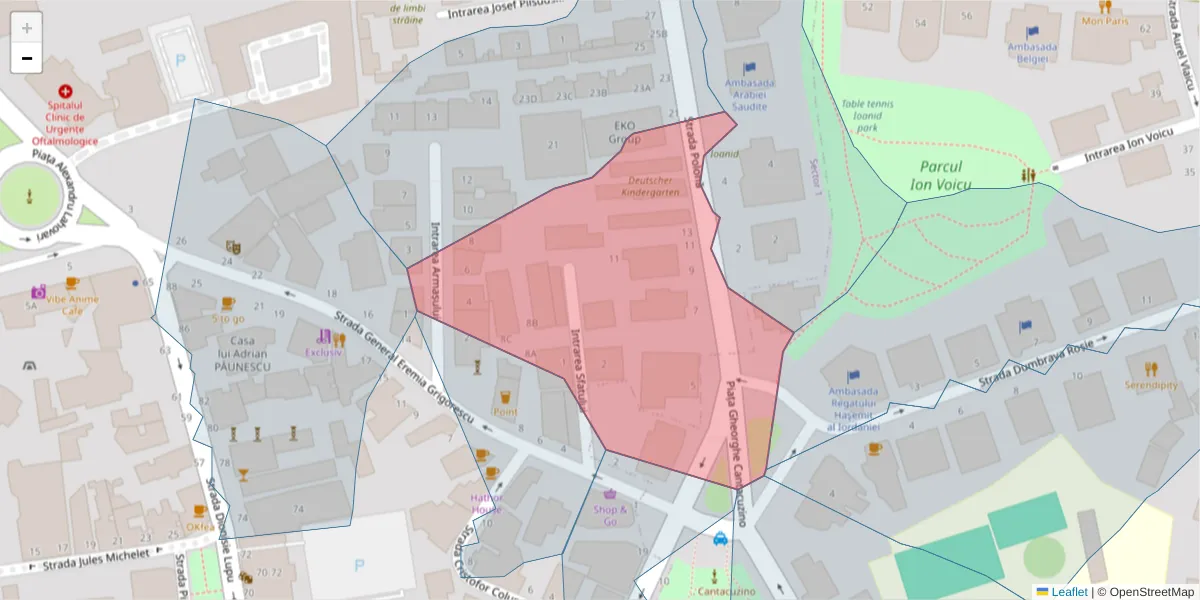 Hartă a codului poștal  și a codurilor poștale învecinate