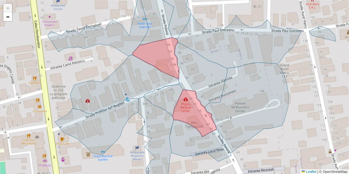 Hartă a codului poștal  și a codurilor poștale învecinate