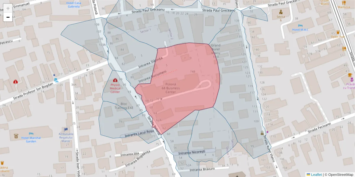 Hartă a codului poștal  și a codurilor poștale învecinate