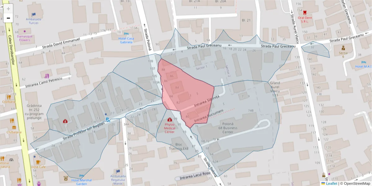 Hartă a codului poștal  și a codurilor poștale învecinate