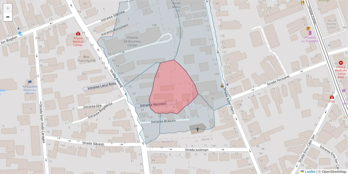 Hartă a codului poștal  și a codurilor poștale învecinate