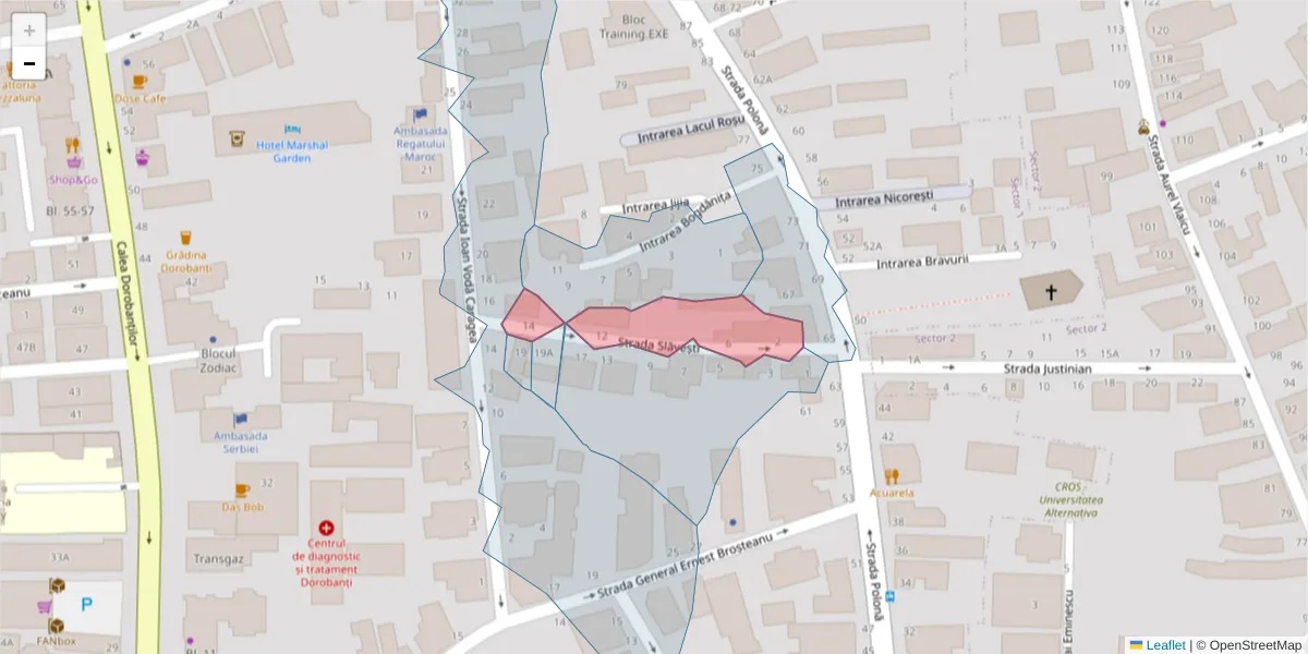 Hartă a codului poștal  și a codurilor poștale învecinate