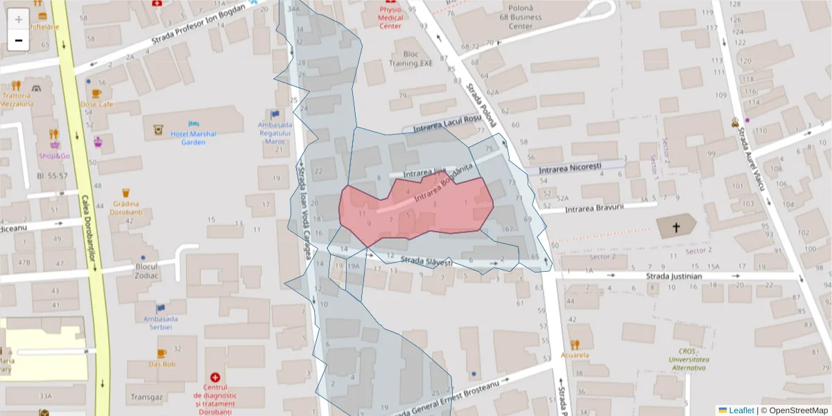 Hartă a codului poștal  și a codurilor poștale învecinate