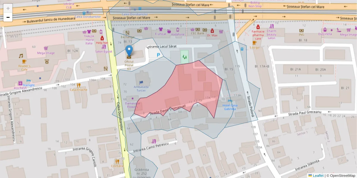 Hartă a codului poștal  și a codurilor poștale învecinate