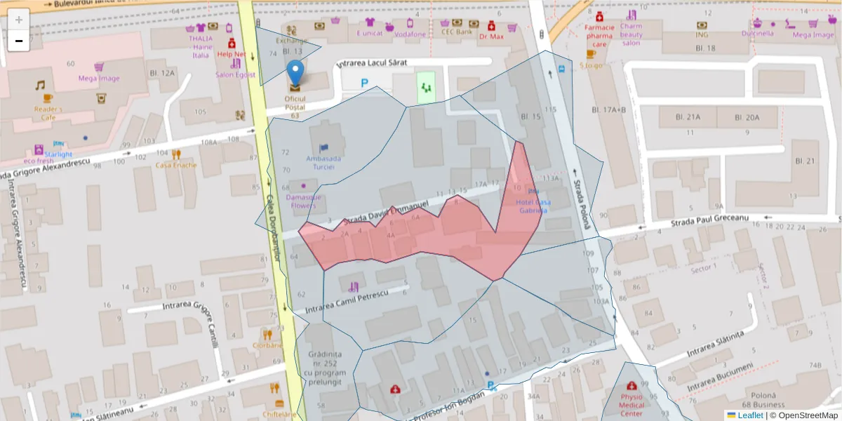 Hartă a codului poștal  și a codurilor poștale învecinate