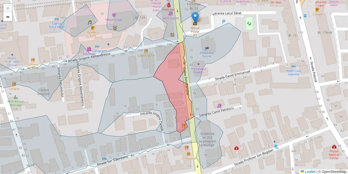 Hartă a codului poștal  și a codurilor poștale învecinate