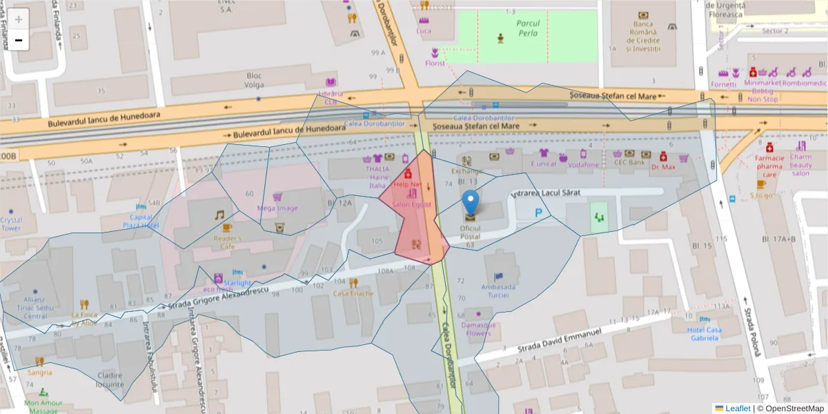 Hartă a codului poștal  și a codurilor poștale învecinate