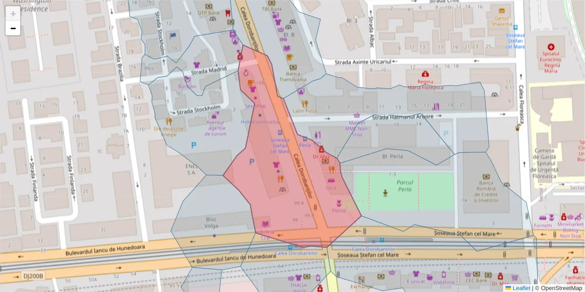 Hartă a codului poștal  și a codurilor poștale învecinate
