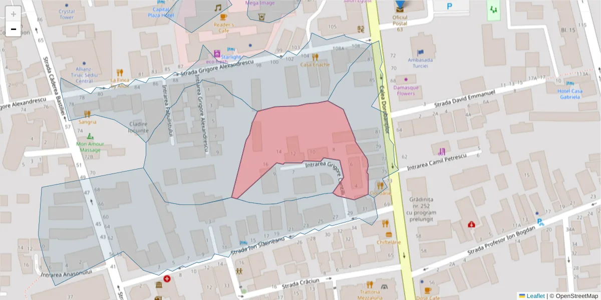 Hartă a codului poștal  și a codurilor poștale învecinate