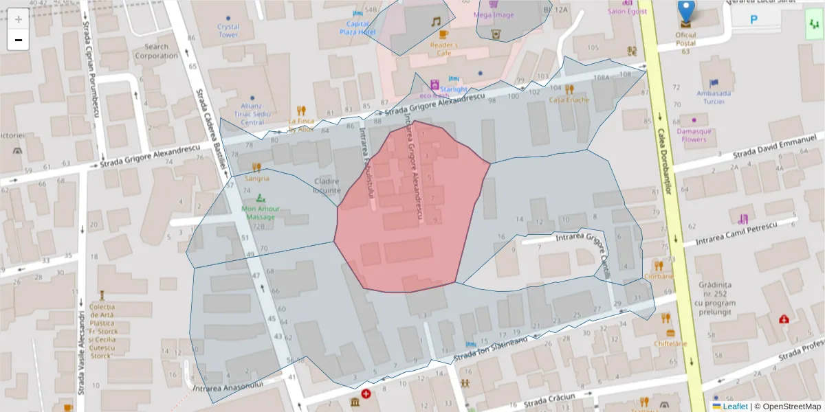 Hartă a codului poștal  și a codurilor poștale învecinate