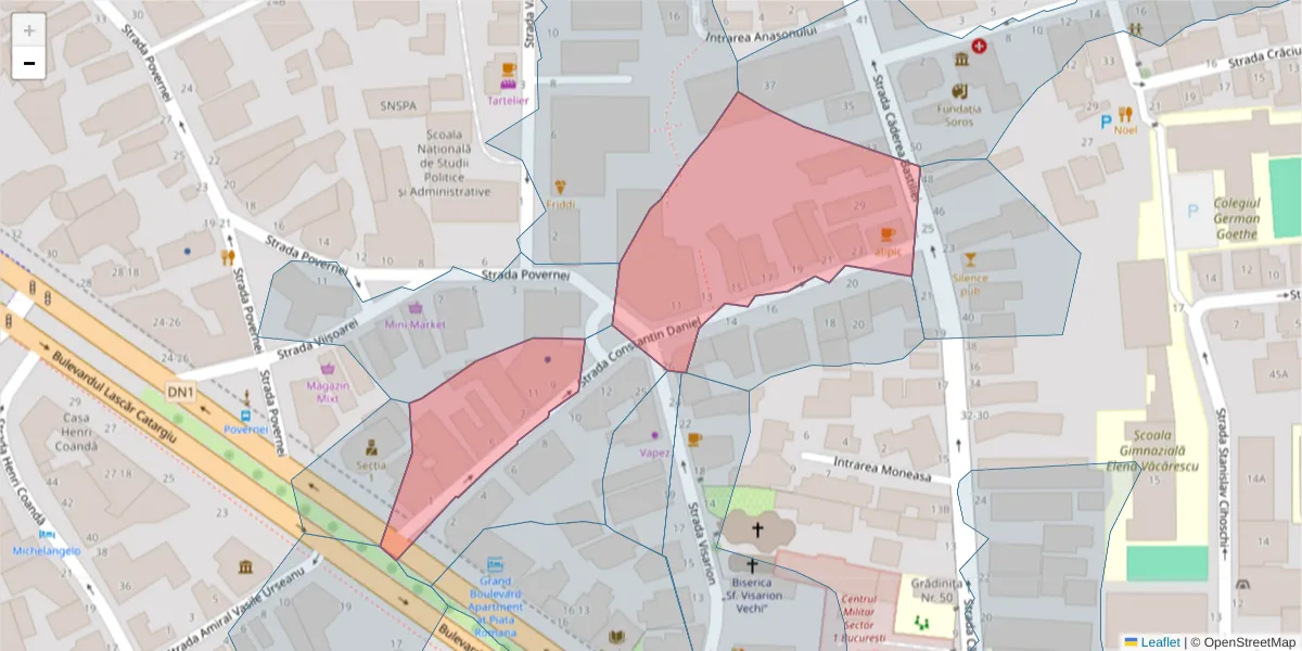 Hartă a codului poștal  și a codurilor poștale învecinate