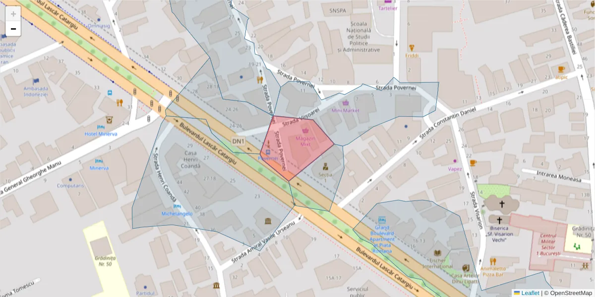 Hartă a codului poștal  și a codurilor poștale învecinate