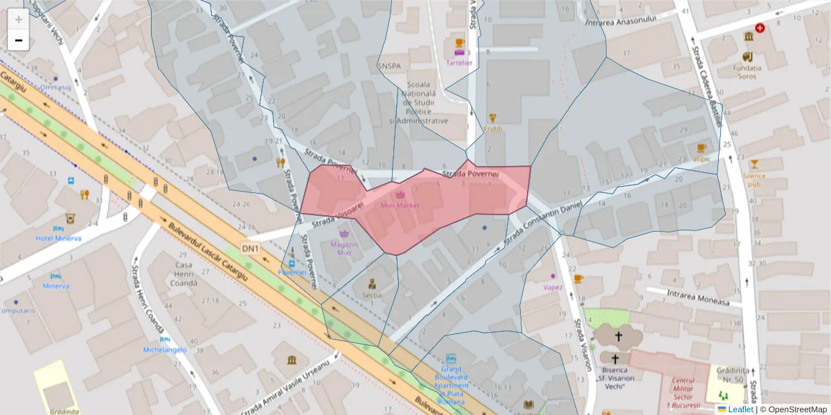 Hartă a codului poștal  și a codurilor poștale învecinate