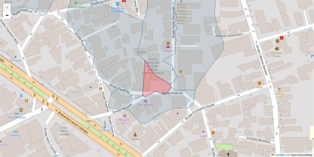 Hartă a codului poștal  și a codurilor poștale învecinate