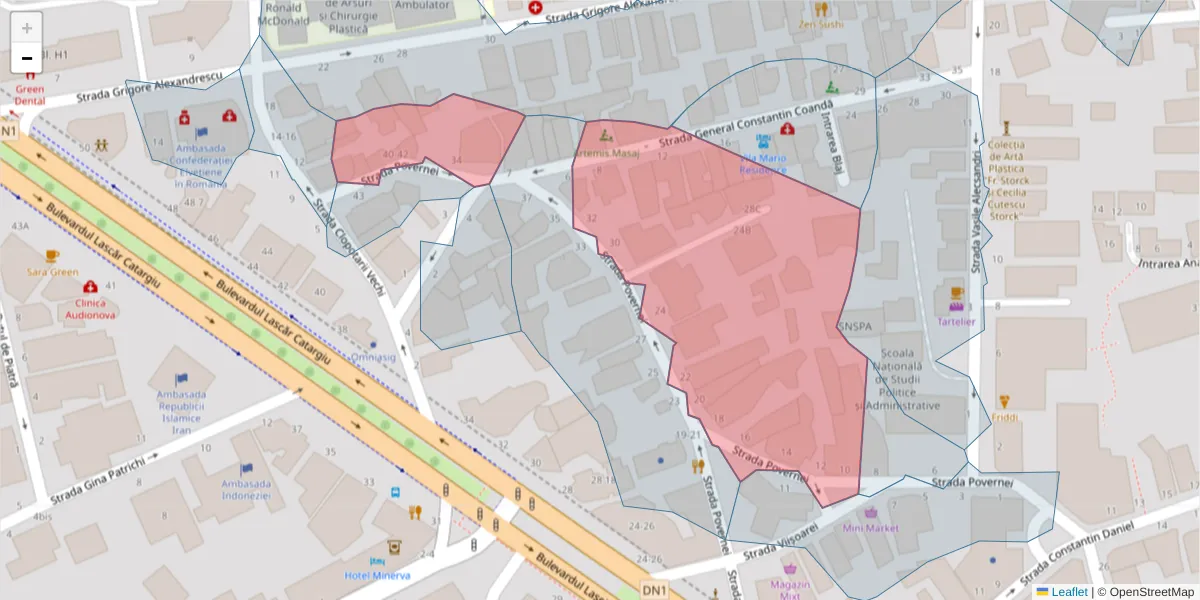Hartă a codului poștal  și a codurilor poștale învecinate