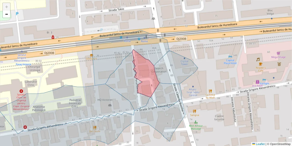 Hartă a codului poștal  și a codurilor poștale învecinate