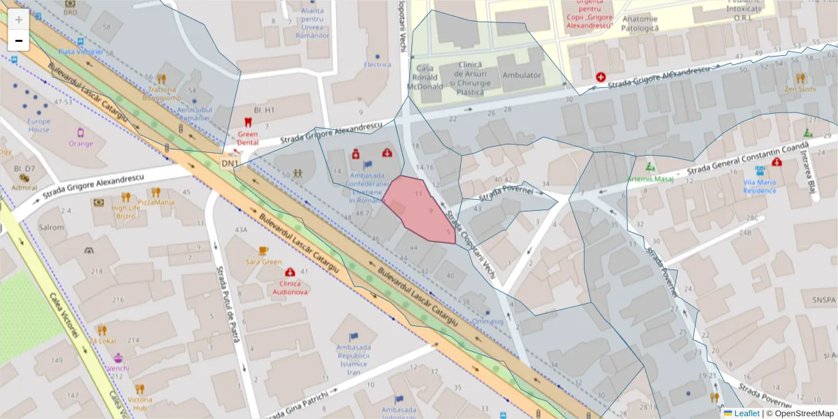 Hartă a codului poștal  și a codurilor poștale învecinate