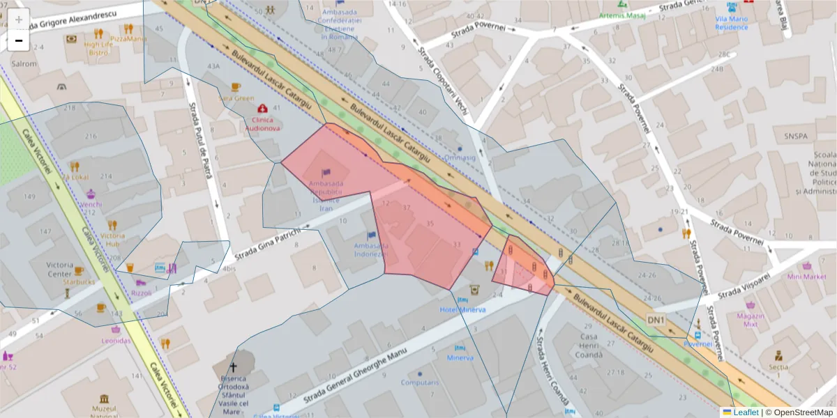 Hartă a codului poștal  și a codurilor poștale învecinate