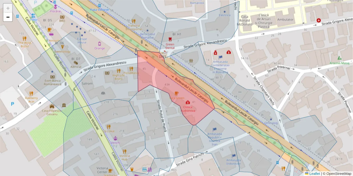 Hartă a codului poștal  și a codurilor poștale învecinate